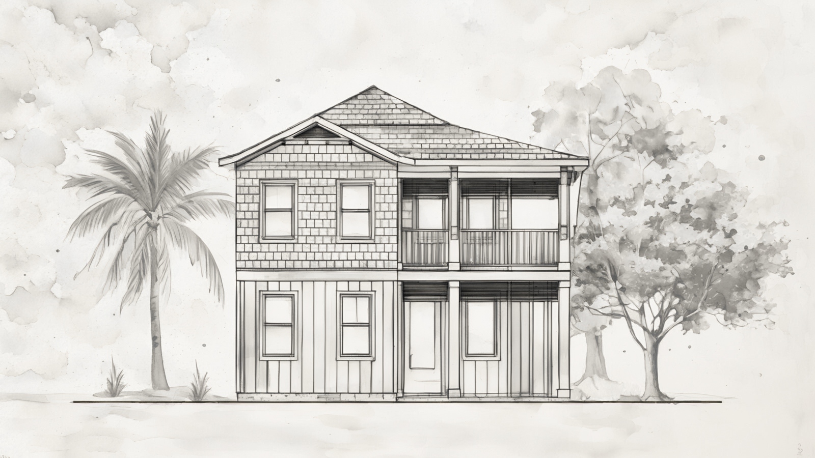 Front rendering of Airlie Home plan The Hammock